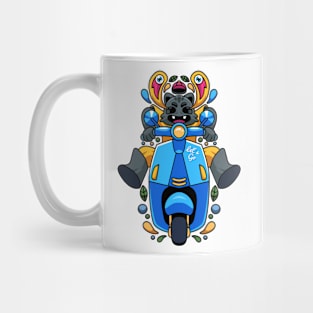 Cat Riding Scooter Mug